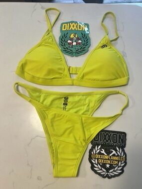 DIXXON Neon Lime Triangle Bikini Set - Yellow